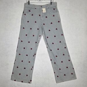 We The Free People NWT Bugged Out Straight Jeans 29 Stripe Embroidered Ladybug